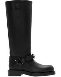 Burberry - Saddle Knee-High Leather Boots, Brand Size 37 Us - Lyst