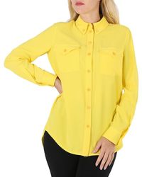 Burberry - Ladies Pale Tulip Long-Sleeve Button-Down Classic Shirt, Brand Size 6 (Us - Lyst