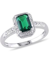 Amour - Emerald Cut Created Emerald And Diamond Accent Ring - Lyst