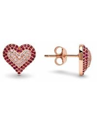 Kylie Harper - 14K Rose Over Pave Cz Heart Stud Earrings - Lyst