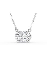 Brilliant Diamond - 1 Carat East West Oval Cut Lab Grown Diamond Solitaire Pendant Necklace - Lyst