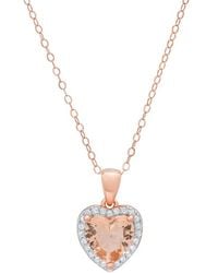 Kylie Harper - 14K Rose Over Heart-Cut Morganite Cz Halo Pendant - Lyst