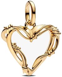 PANDORA - 14K-Plated Wire Heart Dangle Charm - Lyst