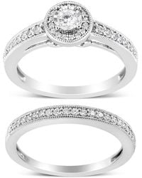 Haus of Brilliance - 925 Sterling 1/2 Ctw Diamond Halo And Milgrain Engagement Ring Bridal Set - Lyst
