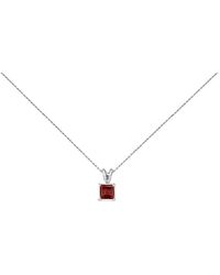 Haus of Brilliance - 14K 5X5 Mm Square Shaped Garnet Solitaire Pendant Necklace - Lyst