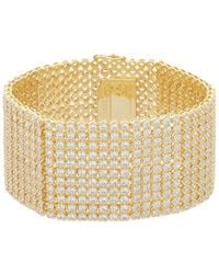 Rachel Glauber - Megan Walford 14k Yellow Gold Plated Sterling Silver With Diamond Cubic Zirconia Lux Mesh Link Bracelet - Lyst
