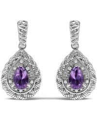Haus of Brilliance - Sterling Pear Cut Amethyst And Diamond Accent Teardrop Drop Earrings - Lyst