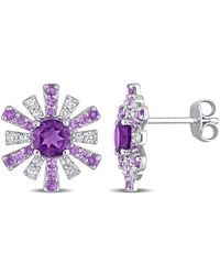 Amour - 1 3/4 Ct Tgw African Amethyst And Topaz Starburst Earrings - Lyst