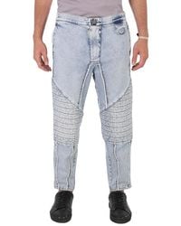 Balmain - Ribbed Cotton Slim-Fit Jeans, Waist - Lyst