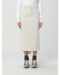 Brunello Cucinelli - Gesso Cotton Linen Midi Skirt, Brand Size 44 (Us - Lyst
