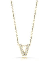Roberto Coin - 18K Tiny Treasures Diamond Love Letter 'V' Necklace - Lyst