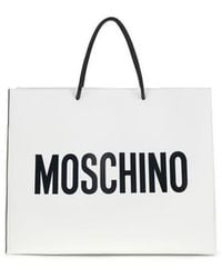 Moschino - Calf Leather Logo Shopper Shoulder Bag - Lyst