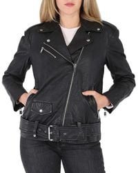 Michael Kors - Textured Leather Moto Jacket - Lyst
