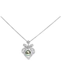 Haus of Brilliance - 18K 3/4 Cttw Diamond And 12.5 Mm Cultured Tahitian Pearl Heart Pendant Necklace - Lyst