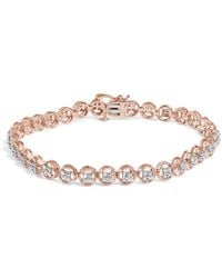 Haus of Brilliance - 14K Rose Plated .925 Sterling 1/10 Cttw Diamond Open Circle Beaded Wheel Link Tennis Bracelet (I-J Color, I3 Clarity) - Lyst