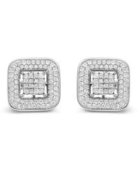 Haus of Brilliance - 10K 1.0 Cttw Round And Princess Cut Diamond Composite Open Halo Stud Earrings - Lyst