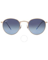 Ray-Ban - Round Metal Blue Gradient Sunglasses Rb3447 001/3m 53 - Lyst