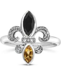 Haus of Brilliance - 925 Sterling Onyx And Citrine Marquise And Diamond Accent Fleur De Lis Ring (H-I Color, Si1-Si2 Clarity) - Lyst
