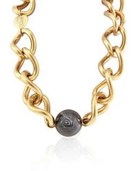 Burberry - Vintage Dark Brass Heart And Marbled Resin Charm Chain Necklace - Lyst