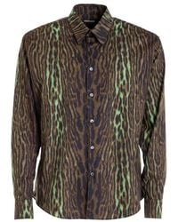 Roberto Cavalli - Leopard Print Cotton Shirt, Brand Size 52 Us - Lyst