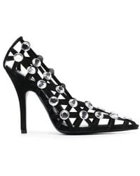 The Attico - Grid 105Mm Rhinestone-Embellished Pumps - Lyst