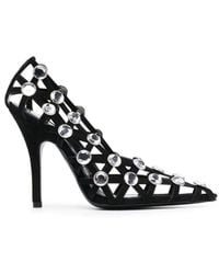 The Attico - Grid 105Mm Rhinestone-Embellished Pumps - Lyst