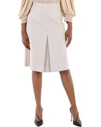 Burberry - Box Pleated Cotton Canvas A-line Skirt - Lyst