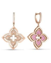 Roberto Coin - 18K Rose Venetian Princess Pirouette Diamond & Rhodonite Flower Drop Earrings - Lyst