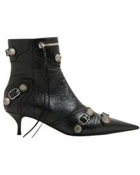 Balenciaga - Cagole Lambskin Buckle Zip Ankle Booties, Brand Size 38 Us - Lyst