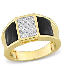 Amour - 2 Ct Tgw Square Onyx And 1/10 Ct Tw Diamond Ring - Lyst