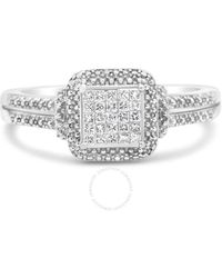 Haus of Brilliance - .925 Sterling Silver 1/4 Cttw Princess-cut Diamond Composite Ring With Beaded Halo - Lyst