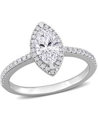 Created Forever - 1 1/2 Ct Tw Marquise & Round Lab Created Diamond With Tsavorite Accent Halo Engagement Ring - Lyst