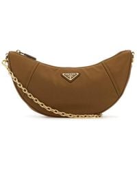 Prada - Camel Re-Nylon Demi-Lune Shoulder Bag - Lyst