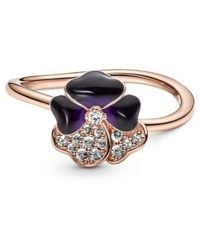 PANDORA - 14K Rose-Plated Pansy Flower Ring - Lyst