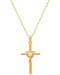 Kylie Harper - 14K Over Cz Cross Heart Pendant - Lyst
