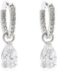 Swarovski - Millenia Rhodium Plated Pear Cut Hoop Earrings - Lyst