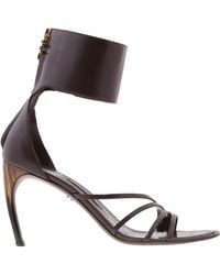 Ferragamo - Clethra Curve Heel Leather Sandals - Lyst