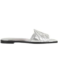 McQueen - Embossed Seal Leather Slides, Brand Size 36 Us - Lyst