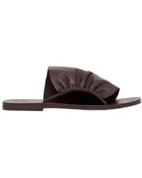 St. Agni - Gathered Leather Slides, Brand Size 38 - Lyst