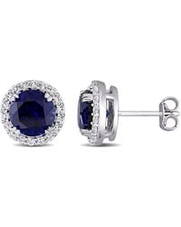 Amour - 5 1/2 Ct Tgw Created Sapphire Created Sapphire Circular Stud Earrings - Lyst