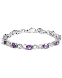 Haus of Brilliance - 925 Sterling Oval Amethyst And Diamond Infinity Link Bracelet - Lyst