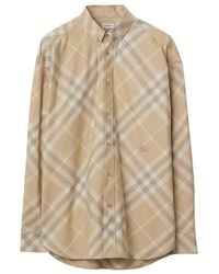 Burberry - Check Cotton Shirt - Lyst