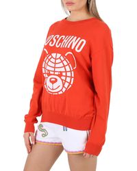 Moschino - Teddy Logo Intarsia-knit Cotton Sweater - Lyst