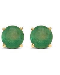Haus of Brilliance - 14K 5X5Mm Round Emerald Solitaire Stud Earrings - Lyst