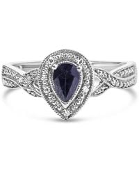 Haus of Brilliance - 925 Sterling 6X4Mm Pear Sapphire Gemstone With Diamond Accent Fashion Halo Ring (H-I Color, Si1-Si2 Clarity) - Lyst