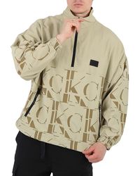 Calvin Klein - Mix Media Ck Logo Popover Jacket - Lyst