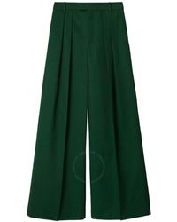 Burberry - Wide Leg Pleated-Detail Cotton Trousers, Brand Size 2 (Us - Lyst