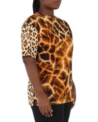 Roberto Cavalli - Giraffe Chine And Leopard Printed Cotton T-shirt - Lyst