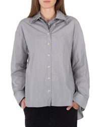 Tibi - Double Collar Micro Stripe Cotton Shirt - Lyst
