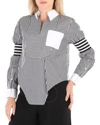 Burberry - Stripe Cut-out Hem Striped Cotton Poplin Shirt - Lyst